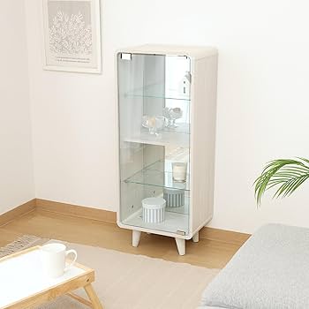 【新品アウトレット】背面ミラー付きガラスコレクションケース ホワイトウォッシュ フィギュアケース ガラス コレクションケース 2段 3段 4段 脚